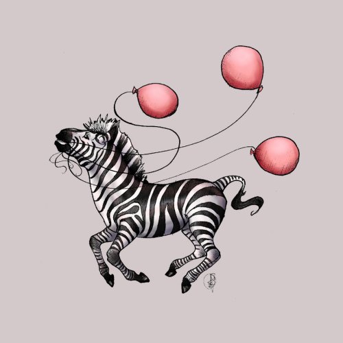 zebra with balloons