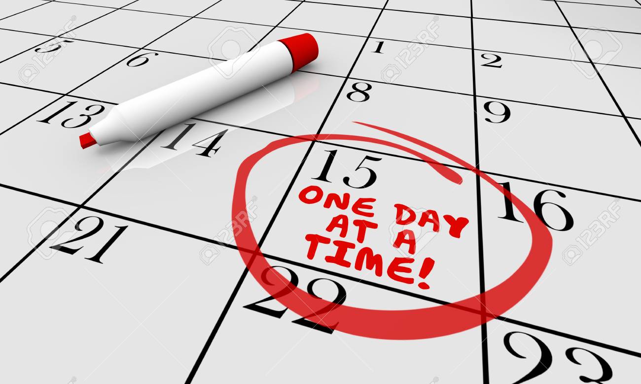 One Day at a Time Calendar Daily Routine Plan 3d Illustration